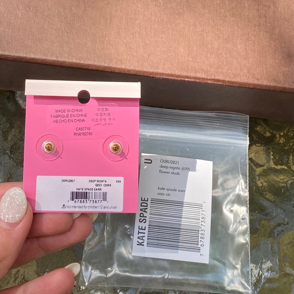 Kate Spade Pink Magenta Flower Earrings NWT - Picture 12 of 16